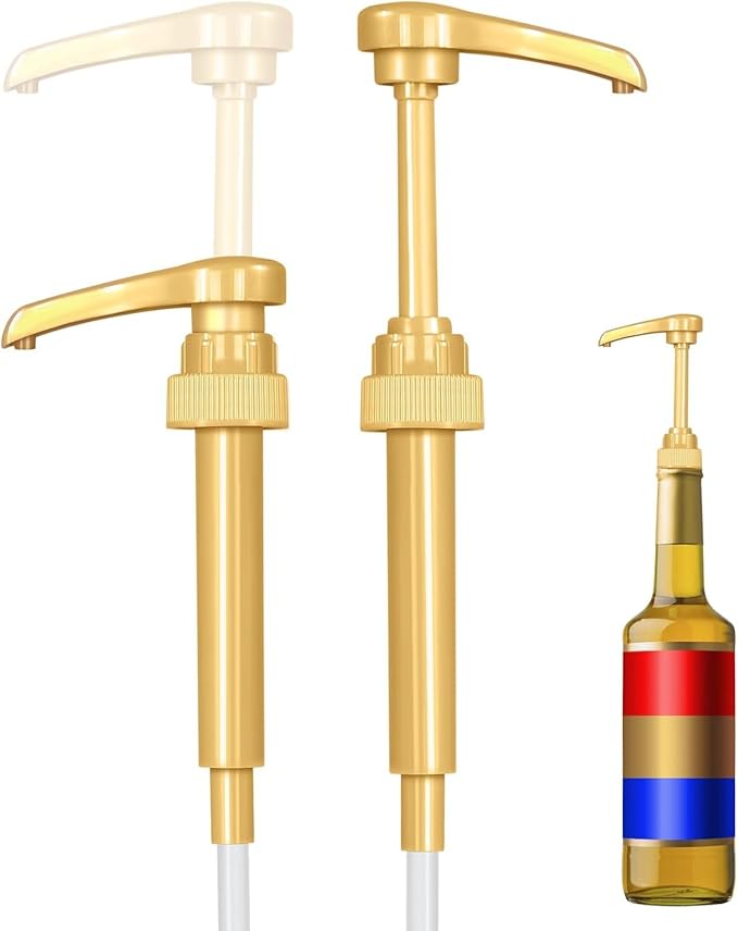Syrup Pumps (Variety Pack of 7 colors) Compatible with Torani & Davinci 750ml Bottles-Ideal Coffee Syrups,Snow Cones,Flavorings,Coffee Bar Accessories-No Clogging,Spilling or Dripping
