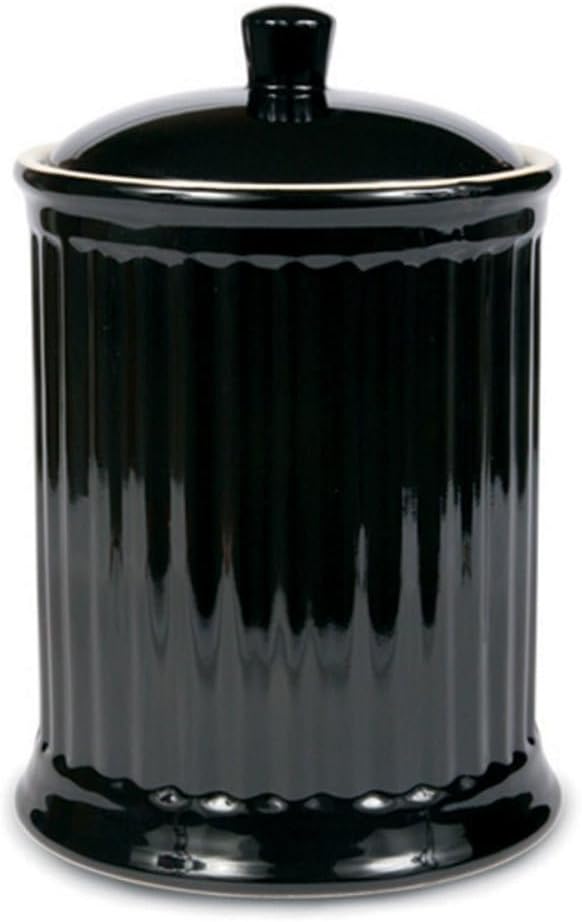 Omniware Simsbury XL Canister, 120oz Stoneware Kitchen Storage Jar with Lid - Large Airtight Container for Baking Essentials, Rustic Ceramic Canister for Coffee, Sugar, or Snacks (Black)