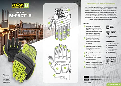 Mechanix Wear - SP2-91-010 - Hi-Viz M-Pact 2 (Large, Fluorescent Yellow) Fluorescent Yellow / Black