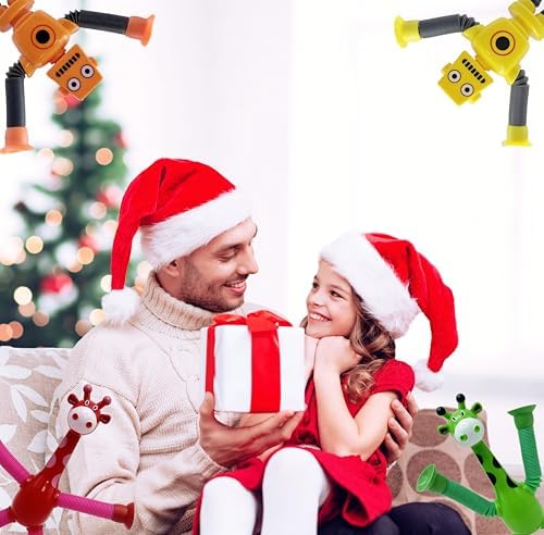 Suction Cup Robot Toy,Toys for Kids with Autism,Autism Sensory Products,Suction Cup Toy,pop Tubes Robots Stress and Anxiety Relief for Kids 3 4 5 6 7,Christmas Easter Gifts (Giraffe 6PC)