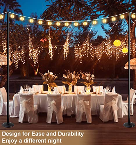 Queension 10FT Ground Base String Light Poles for Outdoor String Lights for Garden, Backyard, Patio Lighting Stand for Par...