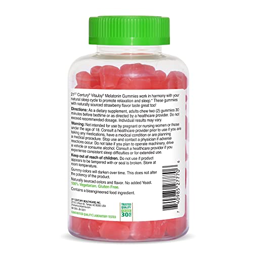 21st Century Vitajoy Melatonin Gummies, Multi, Strawberry, 120 Count