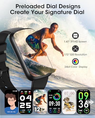 Health Fitness Tracker for Men Women: Smart Watch with 24H Heart Rate Monitor Blood Oxygen Sleep Tracker Calorie Step Coun...