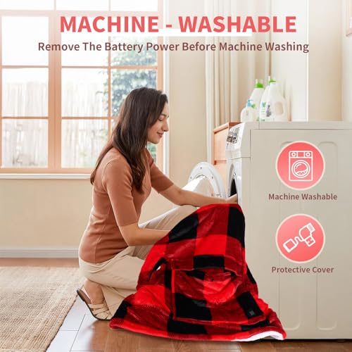 Askyli Wearable Heated Blanket Hoodie, Oversize Portable USB Heated Hooded Blanket 3 Heat Level, Overheat Protection Elect...