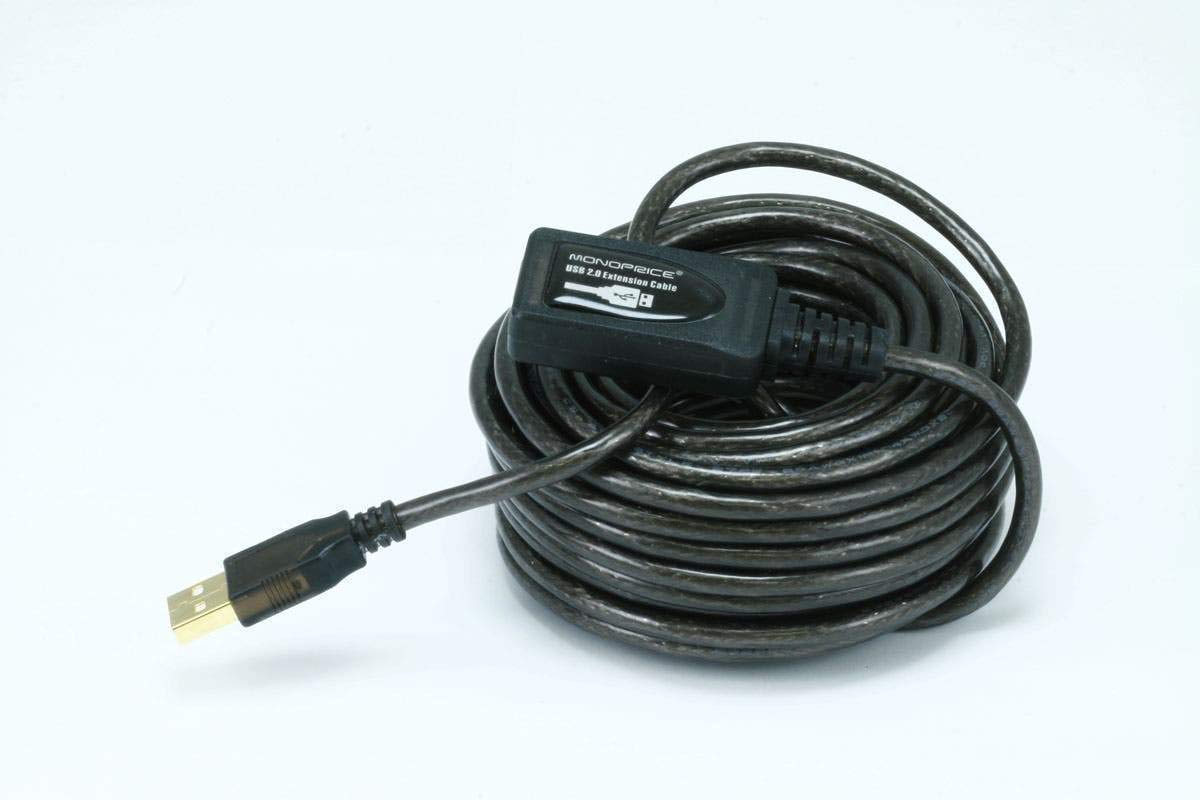 Monoprice USB 2.0 Male to Female Active Extension/Repeater Cable - Use with PlayStation, Xbox, Kinenct, Oculus VR, USB Flash Dri