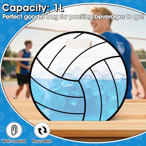 AKAIXI 24pcs Volleyball Gift Bags with Handles Reusable Sealed Snack Bags, Stand-up Bottom Treat Bags for Volleyball Coach...