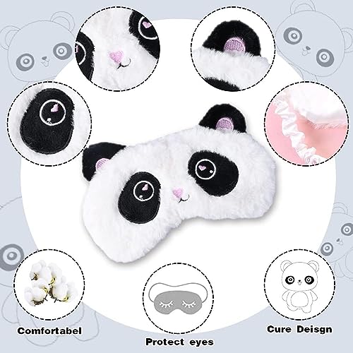 Ulbemoll Cute Panda Sleeping Mask, Soft Fluffy Plush Blindfold Funny Novelty Animal Sleep Mask Eye Cover Eyeshade for Kids Girls Boys Women Men Night Nap Travel Meditation (Black & White, Panda)