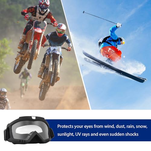 MUQIDA Dirt Bike Goggles, Dustproof Windproof Helmet Ski Goggles with Fog Lens, Wide Vision UV Protection Safety Glasses (...