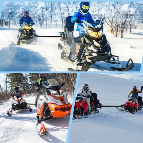 20ft Snowmobile Tow Straps, Heavy-Duty Tow Rope with Two Black Metal Hooks, Emergency Safety Tool Accessories Kit for Sle...