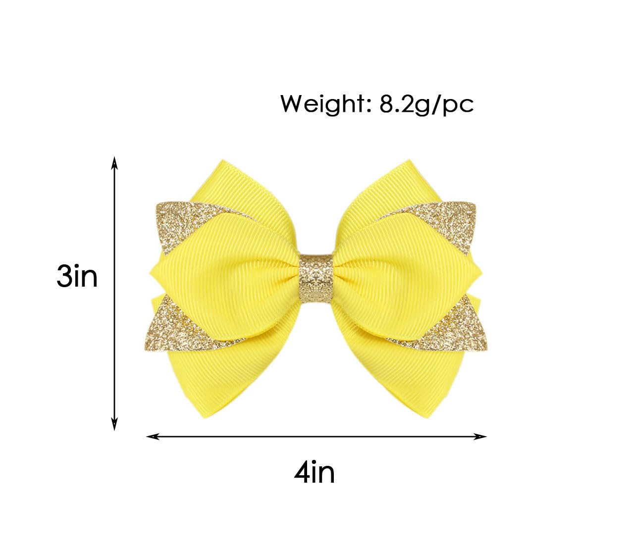 Koolgil 4-inch Glitter Hair Bow Clips Girls Sparkly Ribbon Bow Cheer Barrettes Alligator Hairpins for Baby Girls, Toddler, Kids