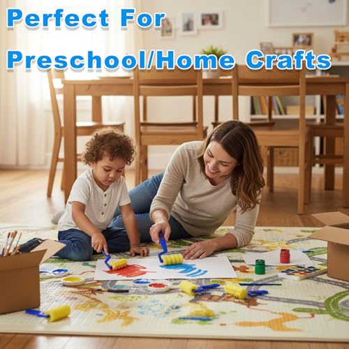 40 Pieces 3 Inch Foam Paint Rollers, Small Sponge Paint Roller with Plastic Handle, Reusable Painting Sponge Roller for To...