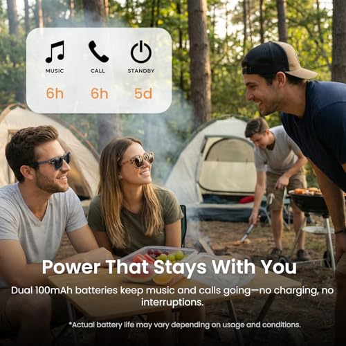 DPVR G2 Smart Glasses Bluetooth Sunglasses with Speakers – Touch Control Bluetooth Glasses for Men & Women, UV400, IPX4
