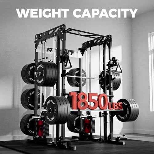 RitFit M1 Pro Smith Machine Package, All-in-One Power Cage with Weight Stack Set, Includes LAT Pulldown & Cable Crossover ...