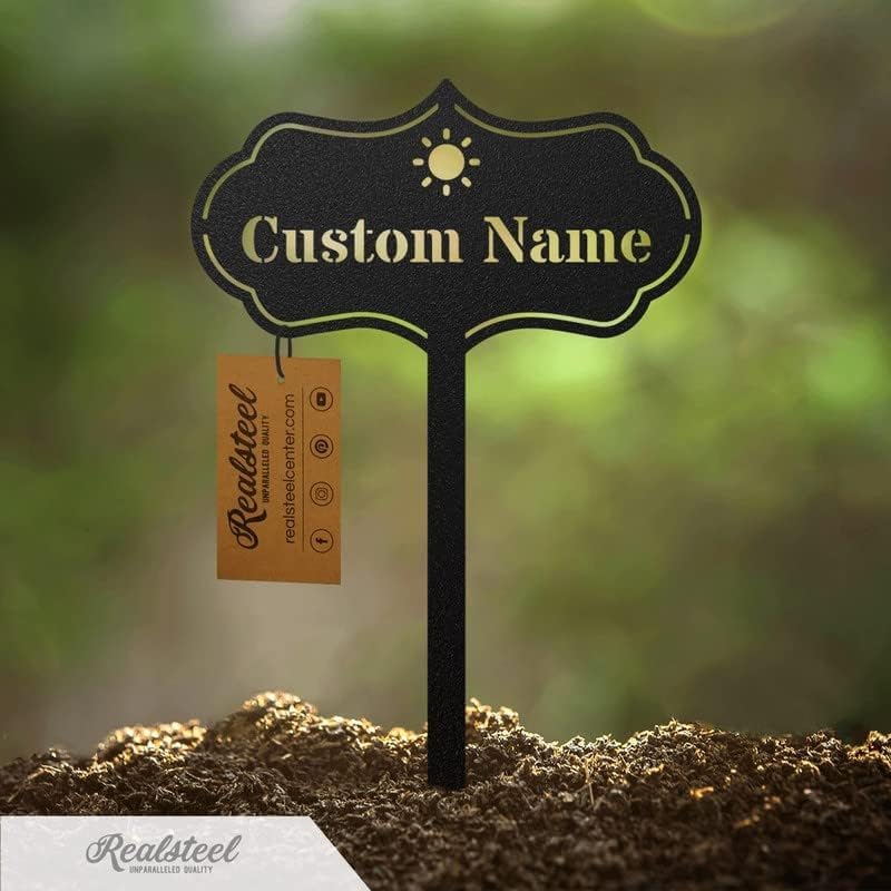 RealSteel ā Customizable Seed & Plant Markers - Outdoor Herb Garden Stakes - Elegant Fruit/Vegetable Labels - Steel Plant Tags for Pots - Classy Design for Farmhouse/Greenhouse ā Sprout Icon