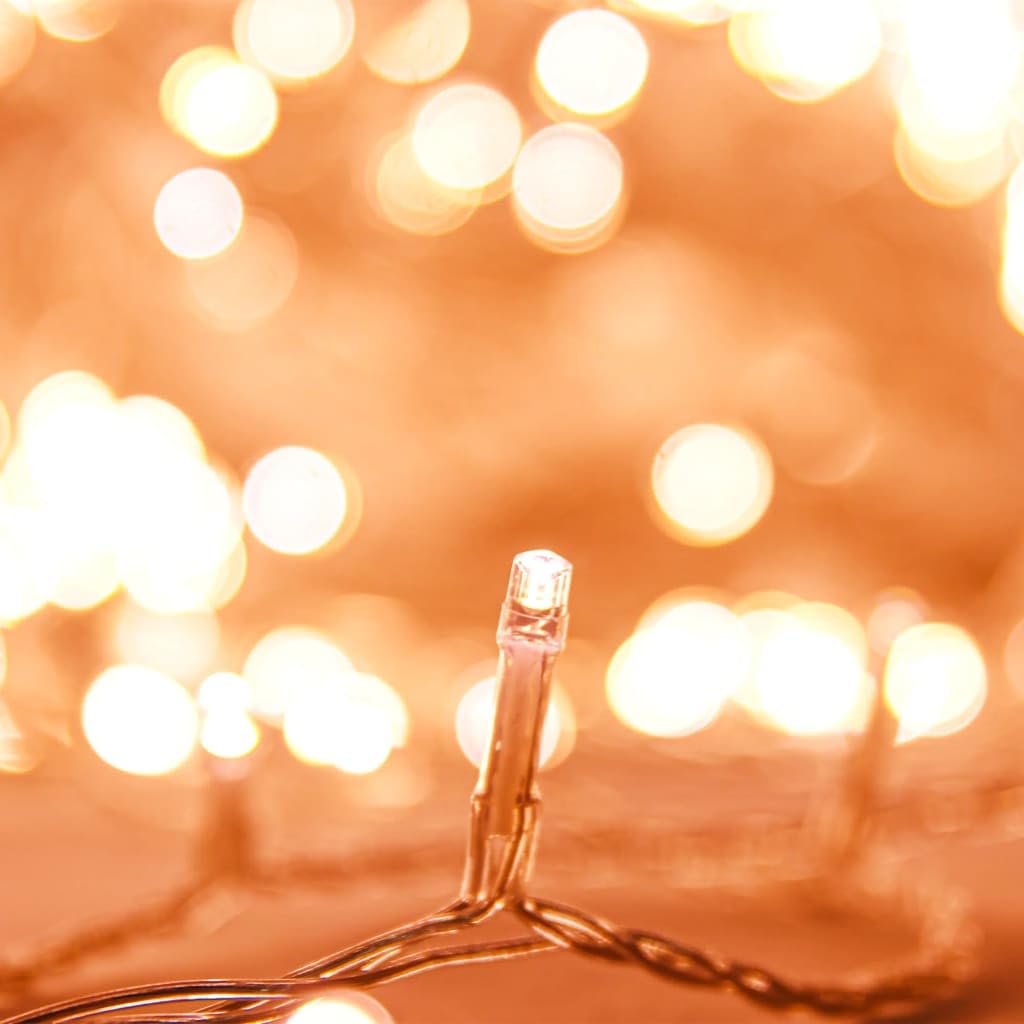 vidaXL Warm White LED String Lights - 300 LEDs, 8 Lighting Modes, 98.4 Long, Flexible Design, Transparent Copper, Model 343229