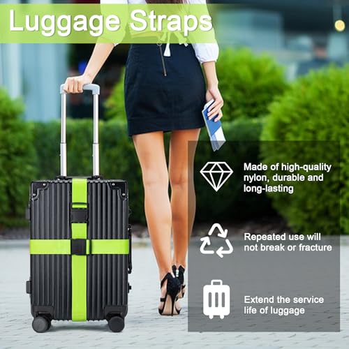 Luggage Straps for Suitcases 4 Pack, TSA Approved Travel Essentials, Luggage Strap for Travel Suitcase & Bag Closure and f...