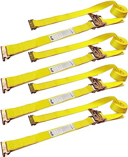 KJE E-Track Ratchet Straps, 4 Pack 2" x20' Heavy Duty Cargo Tie-Downs, 4500LBS Breaking Strength, Standard E Track Fitting...