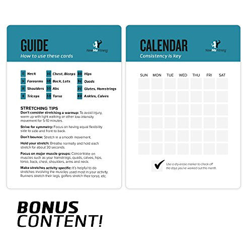 NewMe Fitness Stretching Workout Cards, Instructional Fitness Deck for Women & Men, Beginner Fitness Guide to Training Exe...