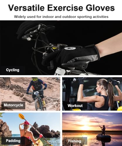 SUJAYU Full Finger Cycling Gloves for Men Women, Touchscreen Fullfinger Bike Gloves for Men Cycling, Paded MTB Glove Bikin...