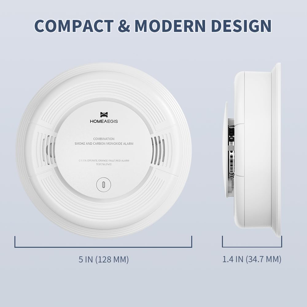 HOMEAEGIS Smoke and Carbon Monoxide Alarm, AA Battery Powered, 3-Pack