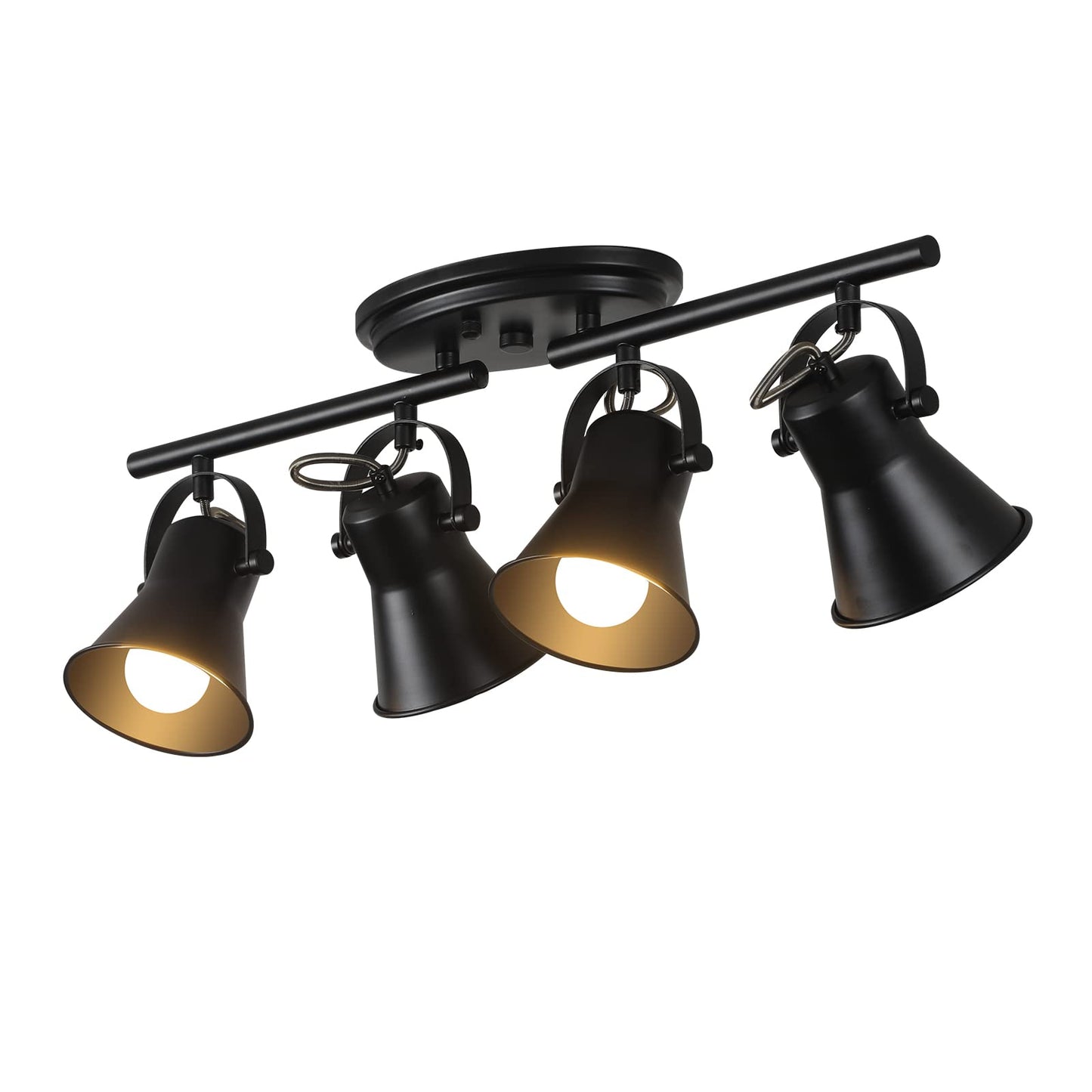 SEEBLEN 4-Light Track Lighting Kit, Directional Ceiling Light, Industrial Black Kitchen Track Lighting Fixtures Ceiling for Kitc