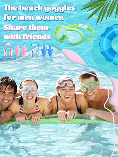 4 Packs Adult Swim Goggles Anti Fog UV Protection No Leak Pool Goggles Wide Vision Swimming Goggles with Soft Silicone Gas...