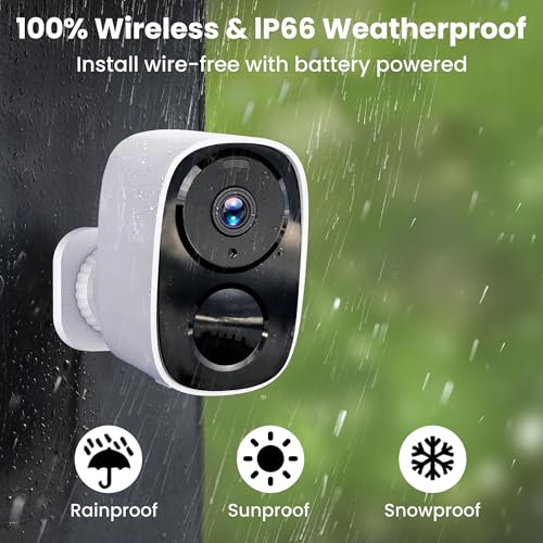 2025 Upgraded 2K Security Cameras Wireless Outdoor, Free Cloud Storage, 1-6 Months Battery Life, Waterproof, 2-Way Talk, A...