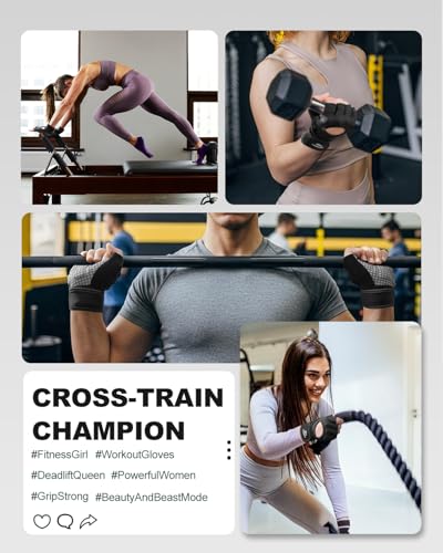 Trideer Weight Lifting Gloves for Women Men with Wrist Support, Workout Gloves Women Full Palm Protection for Gym Trainin...