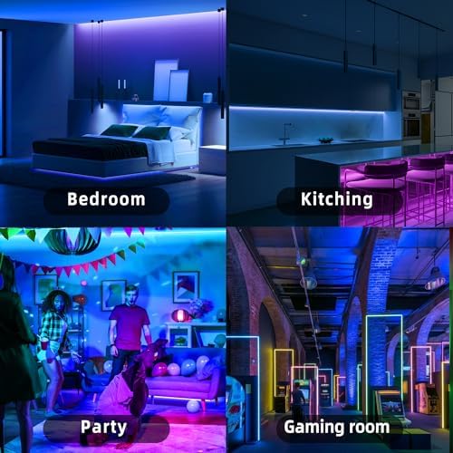 NBBUFF Led Lights for Bedroom 300FT (2 Rolls of 150FT), RGB Led Strip Lights with Music Sync Color Changing, Remote & App ...