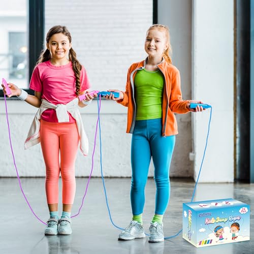Jump Ropes for Kids, Colorful Jump Ropes for Kids Bulk, Adjustable Skipping Ropesfor Boys Girls, Tangle-Free Plastic Jumpi...