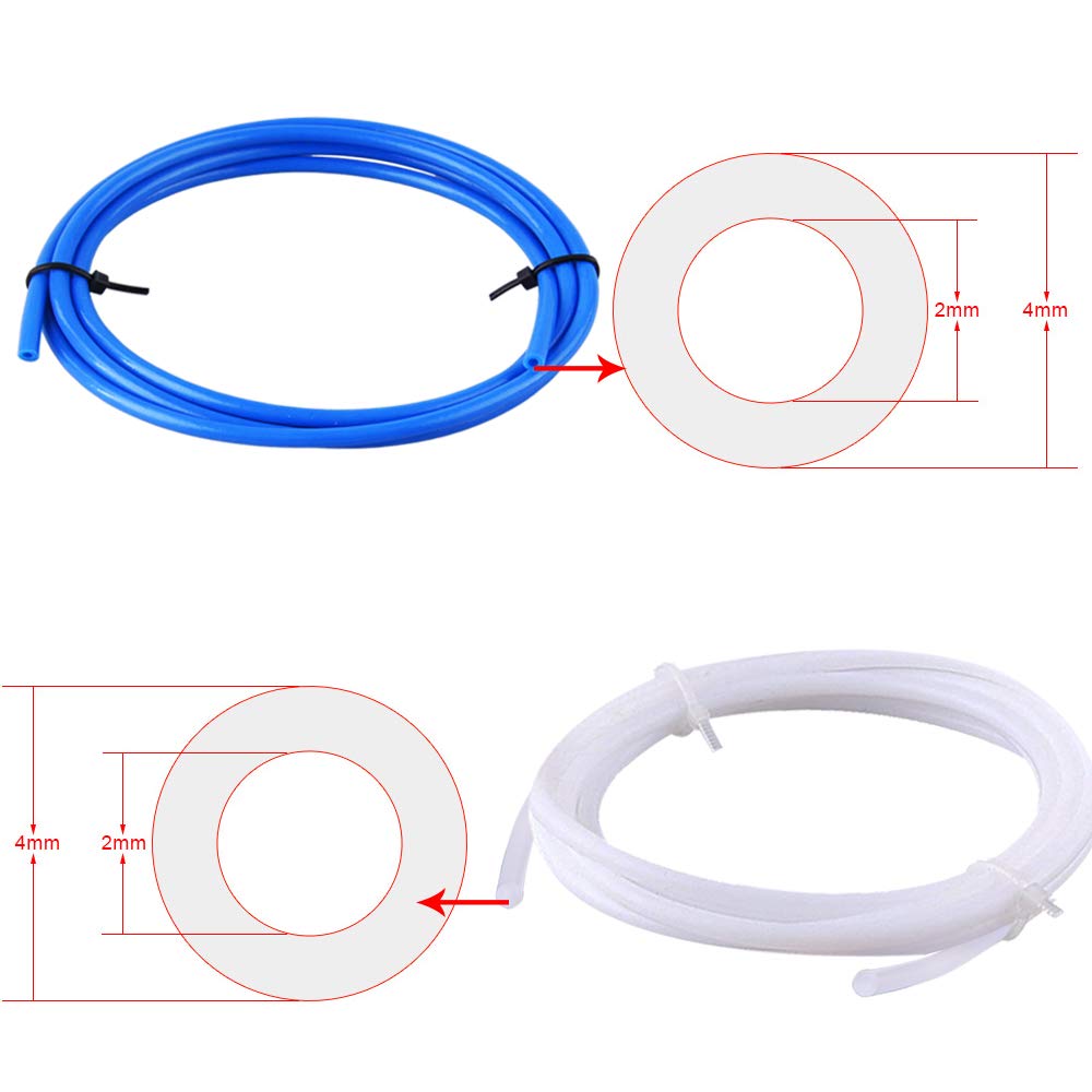 SIQUK 4 Pieces Teflon Tube PTFE Tubing(1 Meter) with 8 Pieces PC4-M6 Fittings and 8 Pieces PC4-M10 Male Straight Pneumatic PTFE Tube Push Fitting Connector for 3D Printer 1.75mm Filament