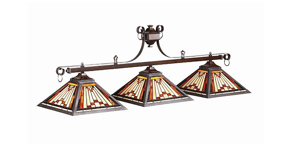 Ram Gameroom Products Laredo 3 Light Billiards Light - Glass Material, Model 826715001305, Elegant Design For Game Rooms