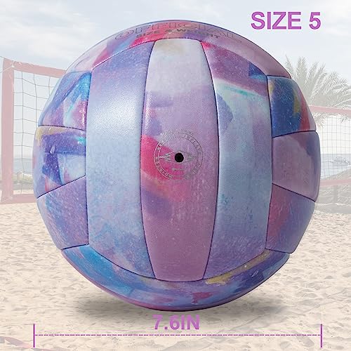 PECOGO Volleyball Size 5 PU Leather Soft Indoor Outdoor Volleyballs Sports Training Game Play Ball for Beginner, Teenager,...