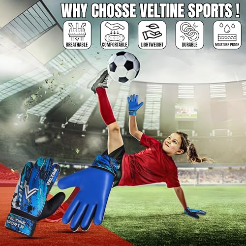 Veltine Sports Soccer Goalie Gloves for Kids Boys Children,Youth & Adult Football Goalkeeper Gloves with Double Wrist Prot...