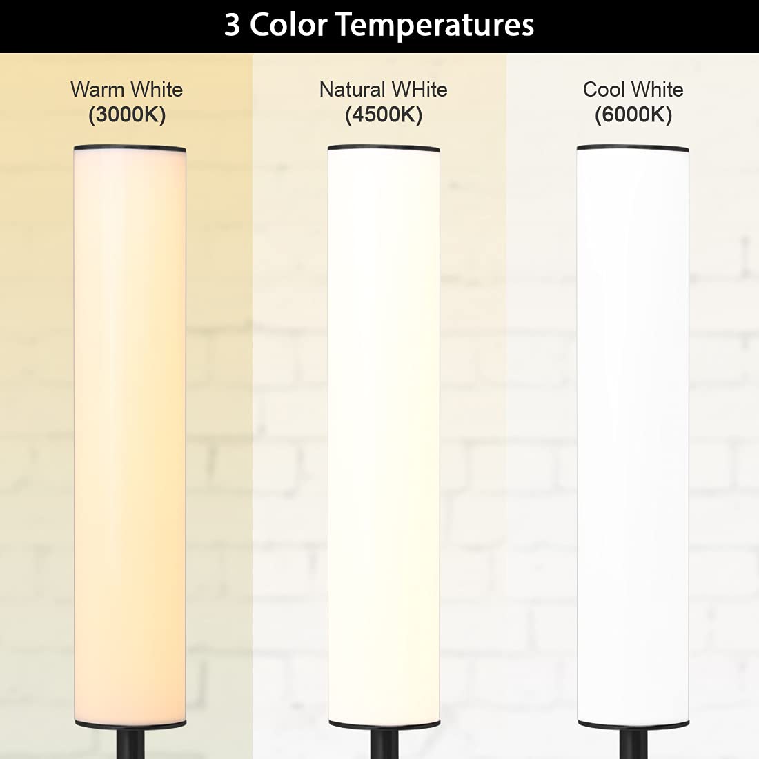 OBright LED Floor Lamp with Remote, Full Range Dimming, Adjustable Color Temperature 3000K-6000K, Black, Model OB-FL09D