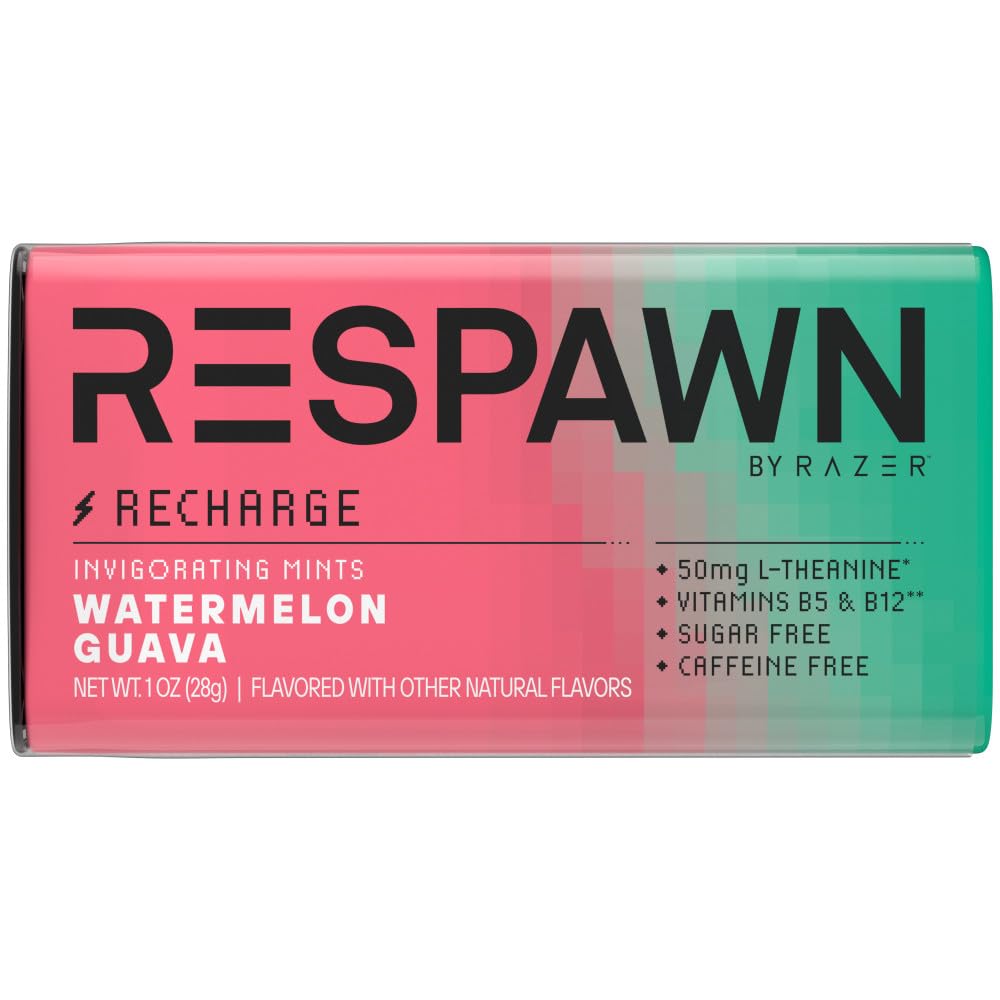 RESPAWN by Razer Sugar Free Mints Watermelon Guava, Breath Mints, Sugar Free Candy, 1 oz Pack of 8