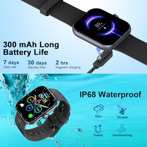 Smart Watch(Answer/Make Call), 1.96" Smartwatch for Men Women, 2025 New Fitness Watch with 110+ Sport Modes, Pedometer, He...