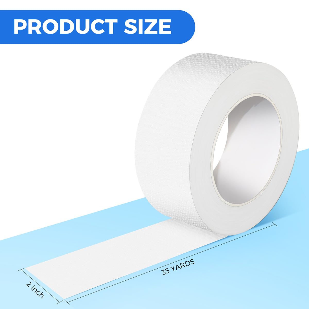Baijixin Duct Tape, 2 Inch x 35 Yards, 1 Roll, Waterproof and Heavy Duty, Tear by Hand, for Packing Repairing and Crafts (White)