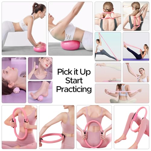 diputox Pilates Ring Kit for Women, Pilates Equipment Accessories, Home Workout Set with Magic Circle, Mini Exercise Ball,...