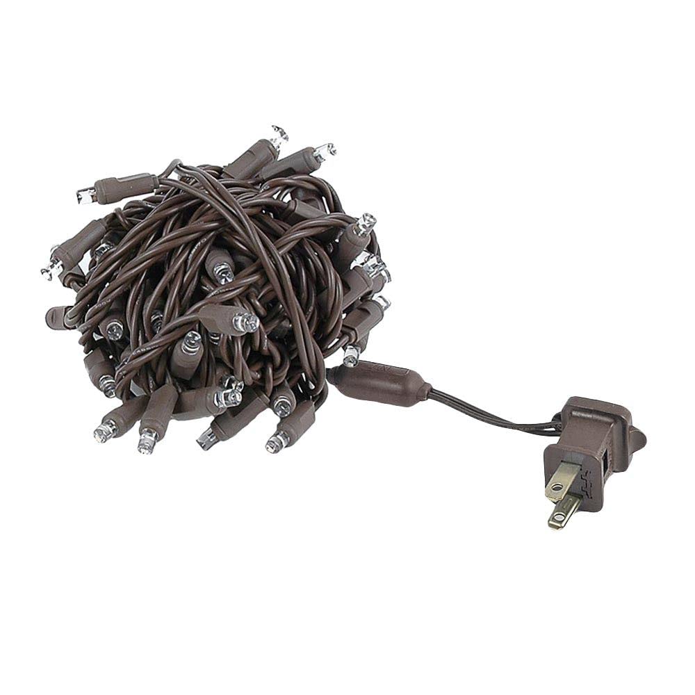 Novelty Lights 50 Light Led Mini Christmas String Lights, 25Ft, Warm White, Brown Wire, Model Mrd-25B-2, Outdoor Patio Lighting
