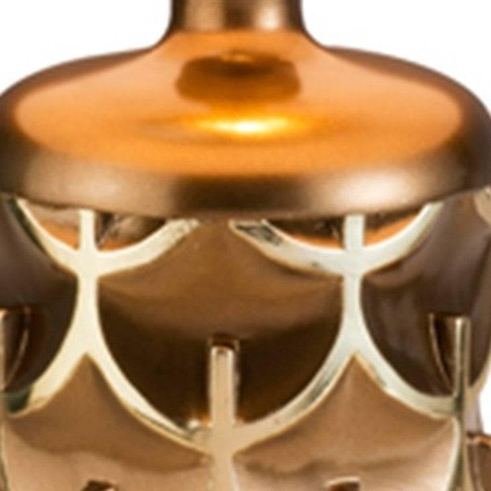 HomeRoots Geo Table Lamp - Brown and Gold Design