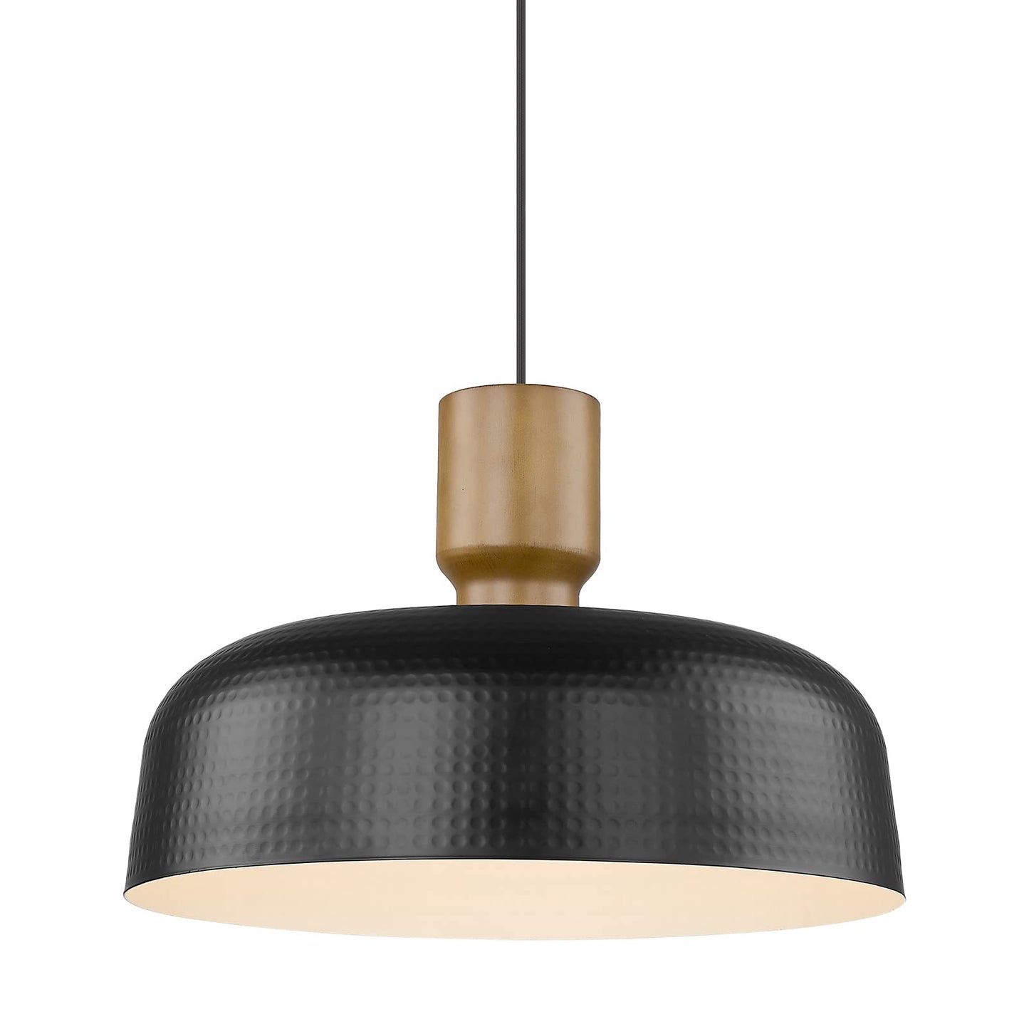 Darkaway Large Industrial Pendant Light Fixtures 18.1inch Ceiling Hanging Lamp with Hammered Metal Shade, Black Oversized Pendan