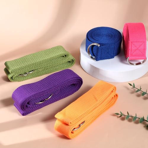JOUTYFOR 10 Pcs 8ft Yoga Strap for Stretching Bulk with Adjustable Metal D Ring Buckle Loop Exercise Band Stretching Belt ...