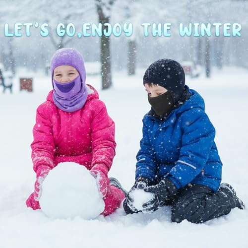 Breathable Kids Balaclava Ski Mask for Boys Girls - Windproof Fleece Winter Face Mask Cover for Cold Weather