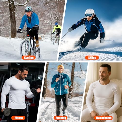 VanKee Thermal Underwear Set for Men Thermal Tops and Long Johns Men’s Thermals Base Layer Fleece Lined for Cold Weather