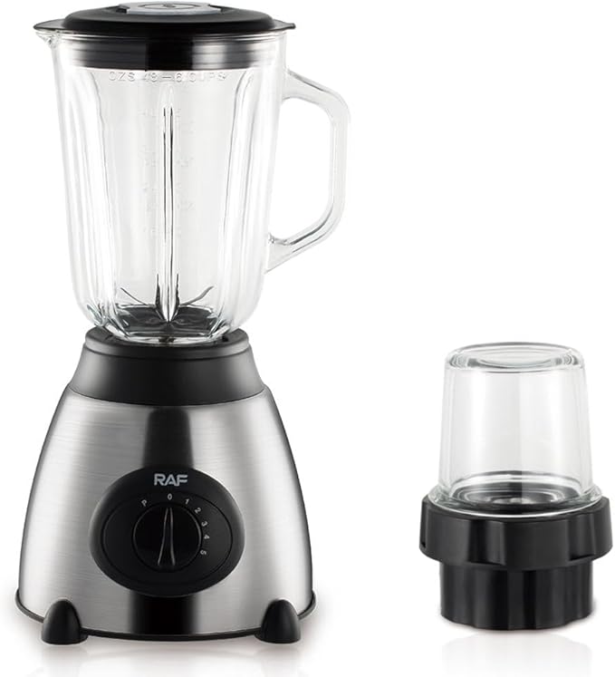 RAF Professional Electric Blender, 1000W Motor, 1.5L Glass Jar, Stainless Steel 6-Blade System, 12000RPM Power, BPA Free