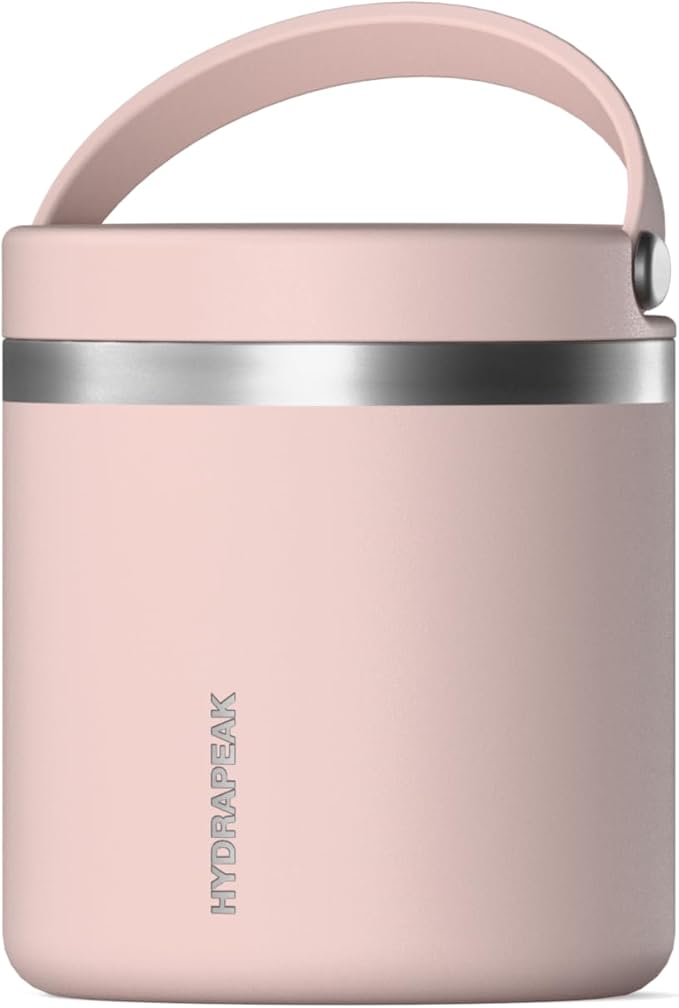 Hydrapeak 25oz Stainless Steel Vacuum Insulated Food Jar for Hot Food and Cold Food, Wide Mouth Leak-Proof Soup Jar for Adults, 10 Hours Hot and 16 Hours Cold (Whisper Pink)
