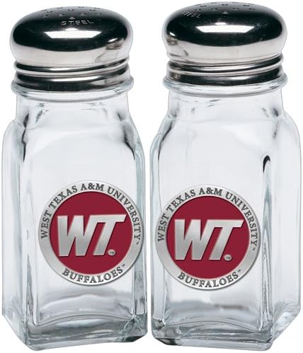 Heritage Pewter West Texas A&M University Salt and Pepper Shaker Set of 2 Bottles | Expertly Crafted Pewter Glass