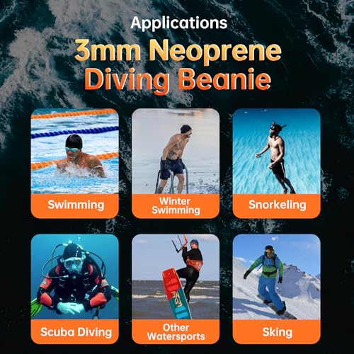 Intbost 3mm Wetsuit Beanie for Keem Warm in Cold Water Wetsuit Hood Neoprene Beanie 3mm Scuba Diving Cap Winter Swimmming ...