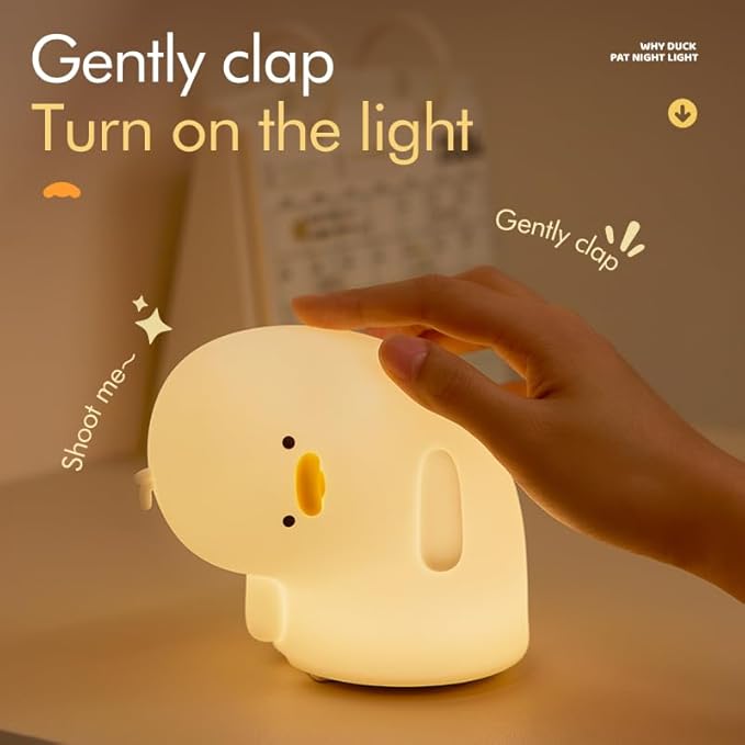 LED Crooked Necked Duck Night Light, 3 Level Dimmable Nursery Decor, Cute Lamp Silicone Squishy Light, Rechargeable Bedside Touch Lamp for Breastfeeding Toddler Baby Kids Decor